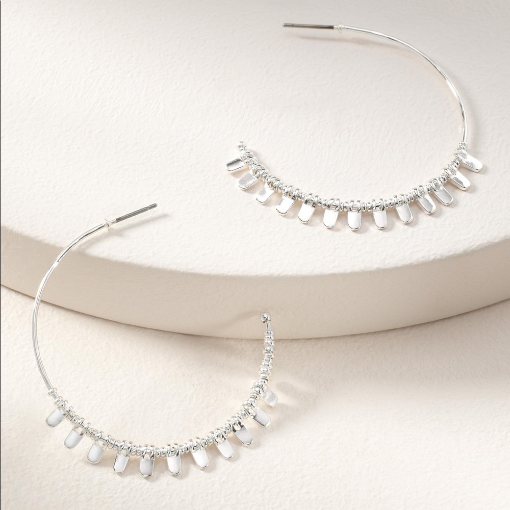 Stella & Dot silver Petal Hoops - new in box